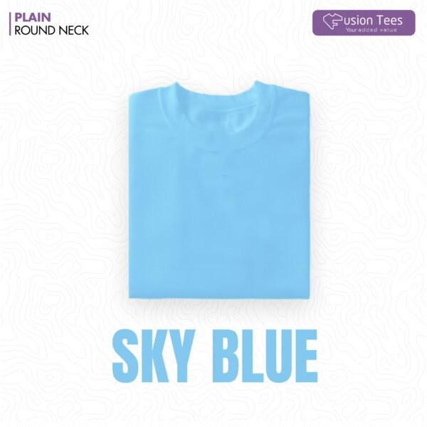 SkyBlue Color - Cotton blend, Round neck, Half-Sleeves T-shirt - Image 3